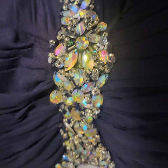 Navy Vintage Strapless Prom Dress Size 4 - Picture 3 of 6